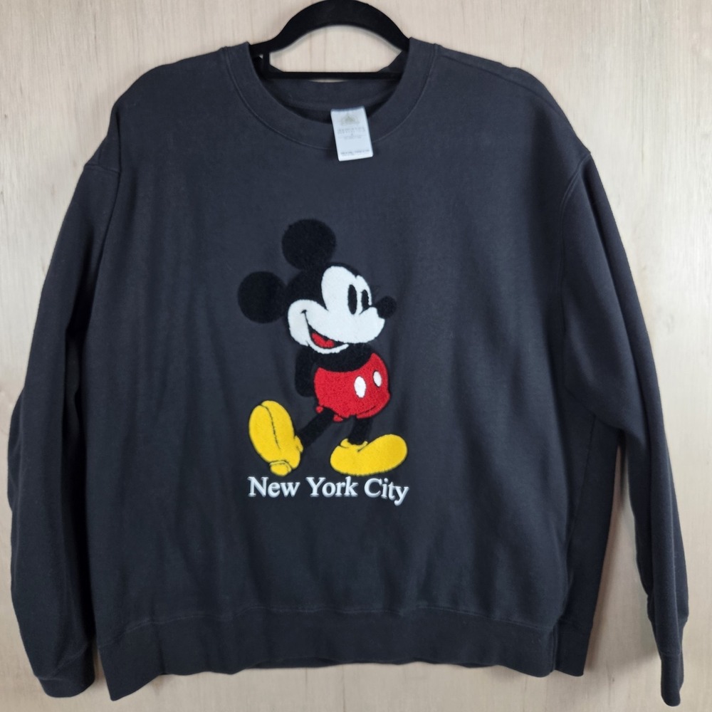 Disney Mickey Mouse "New York City" Size XL Black Pullover Sweatshirt